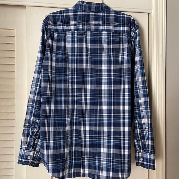 American Eagle Outfitters Blue Plaid Cotton Long Sleeve Button Down Shirt XL - Picture 3 of 8